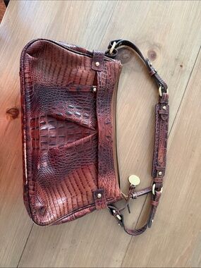 Women’s Brown Croc-Embossed Leather Shoulder Bag